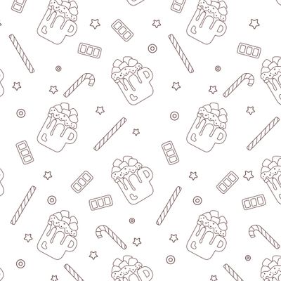 Горячий шоколад в кружке с маршмеллоу и сладостями