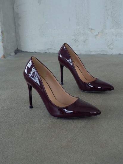 Женские туфли лодочки на шпильке - SHSS1003-010-lak-cher