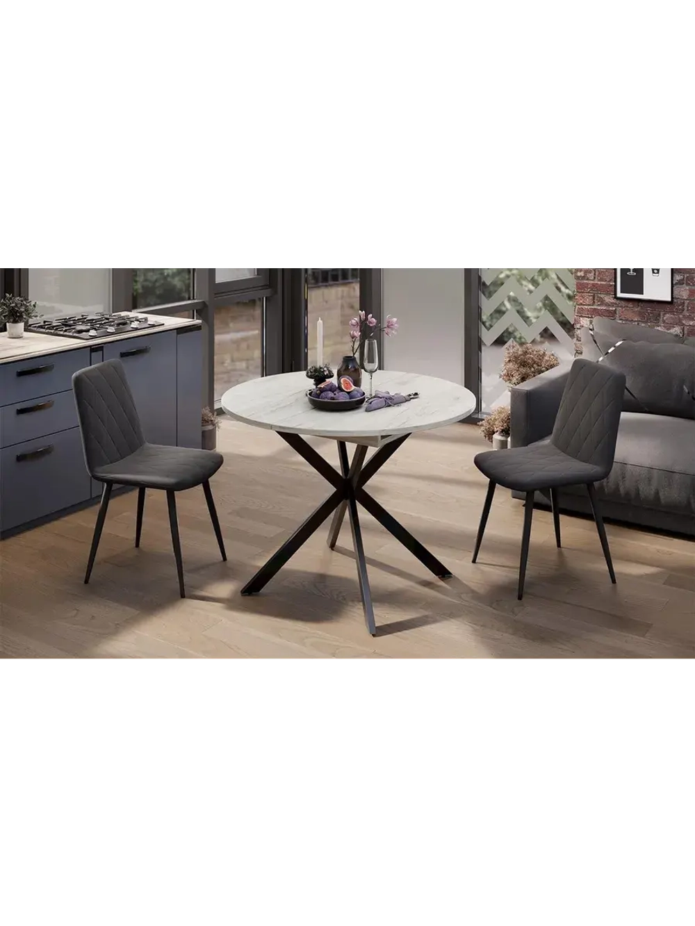 Стол кухонный Черный муар 100(131)х100х75 см