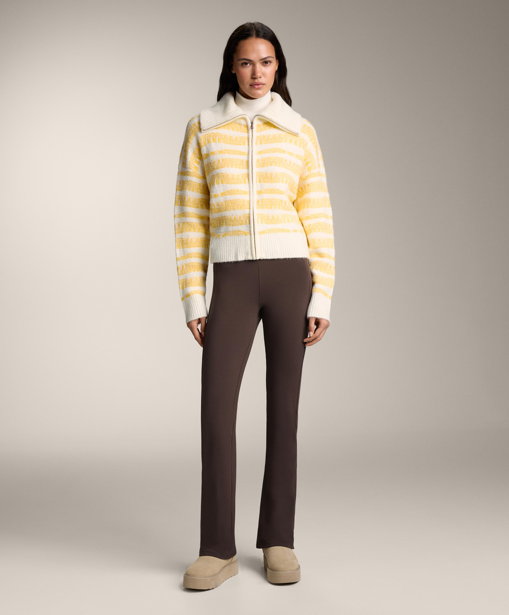 Oysho Вязаный жакет в полоску с жаккардовым узором, желтый