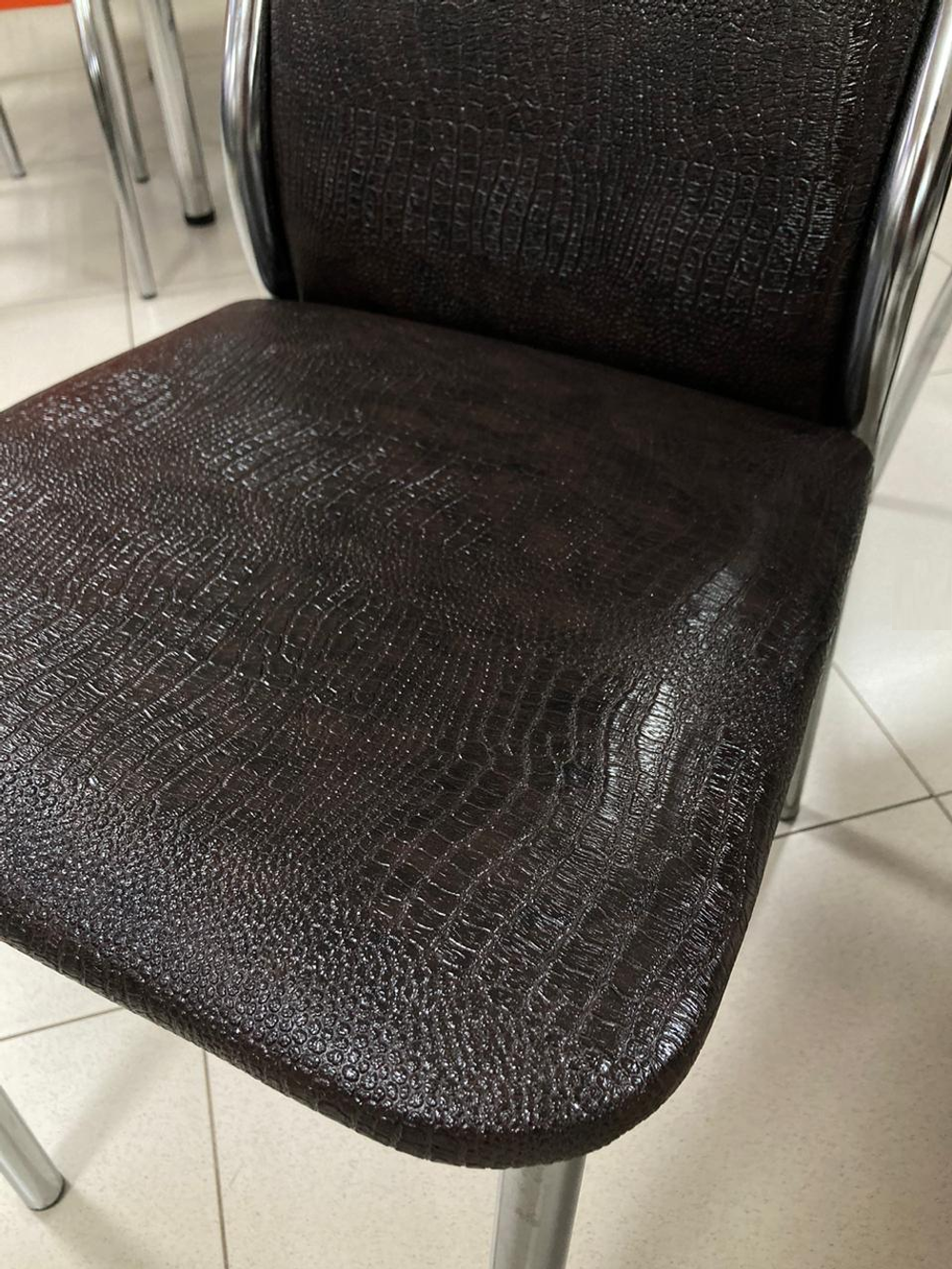 Стул Оскар каркас квадрат хром Основание экокожа шоколад крокодил