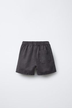 ZARA ШОРТЫ-БЕРМУДЫ ИЗО ЛЬНА И ХЛОПКА, АНТРАЦИТОВО-СЕРЫЙ