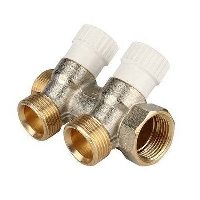 Коллектор регулирующий проходной STOUT SMB 6851 - 3/4" (НР/ВР) на 2 контура 3/4"EK (евроконус)