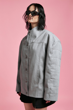 Джинсовая куртка серая