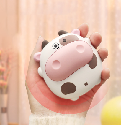 Портативная грелка Power Bank "Корова", коричневый