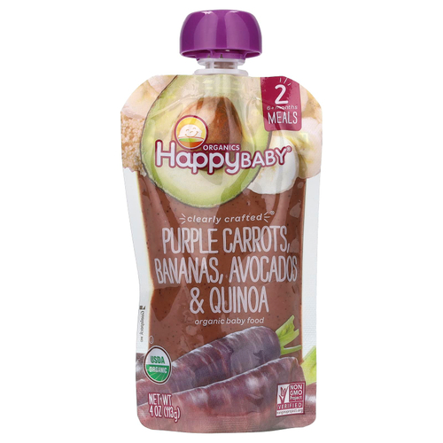 Happy Family Organics, Happy Baby®, органическое детское питание, от 6 месяцев, фиолетовая морковь, бананы, авокадо и киноа, 113 г (4 унции)