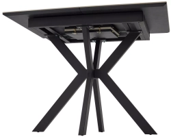 Стол КОМИЛЬФО МИНИ 100 БЕЛЫЙ МРАМОР с прожилками латте, керамика / ЧЕРНЫЙ, М-City