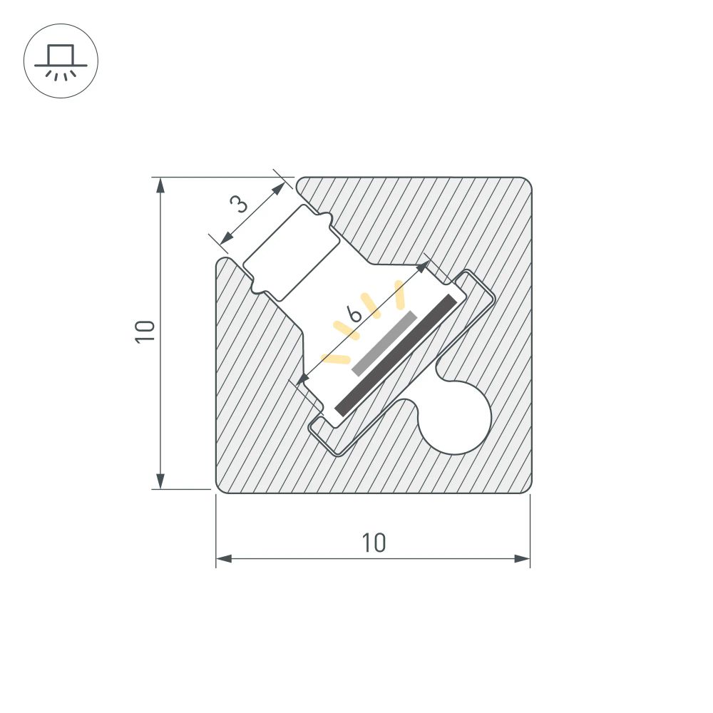 Профиль c экраном SL-KANT-H10-SQUARE-2000 CHAMPAGNE GOLD (Arlight, Алюминий+пластик) 055320