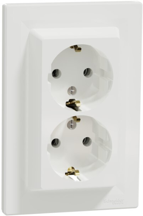 РОЗЕТКА С/У 2-ГНЕЗДА С/З ВИНТОВЫЕ КЛЕММЫ В СБОРЕ БЕЛЫЙ ASFORA /SCHNEIDER/