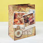 Пакет бумажный 18*23*10см с ручками глянцевый "Мужской" микс