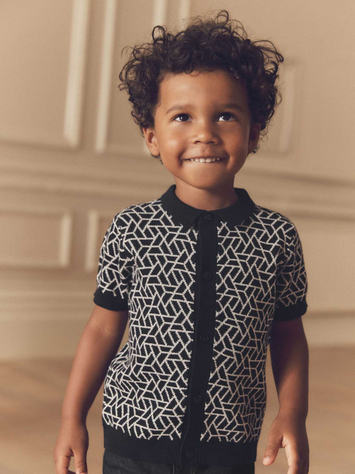 Рубашка с коротким рукавом для мальчика Next B38-662, Черный, Белый