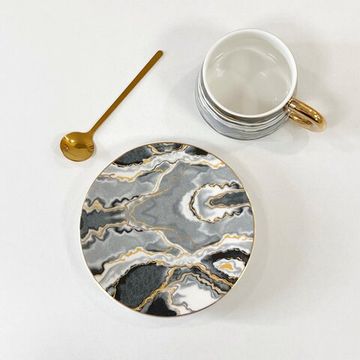 Чайная пара «Мрамор» 220 мл, цвет серый