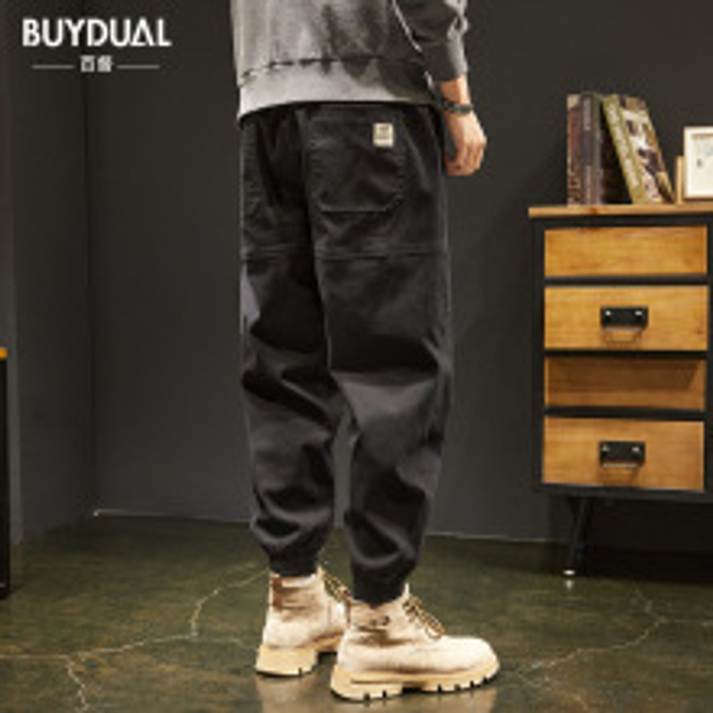Мужские повседневные брюки на осень, в японском стиле, модные, свободного кроя, больших размеров, зауженные, стильные брюки-карго, длинные брюки для весны и осени, мужской стиль.