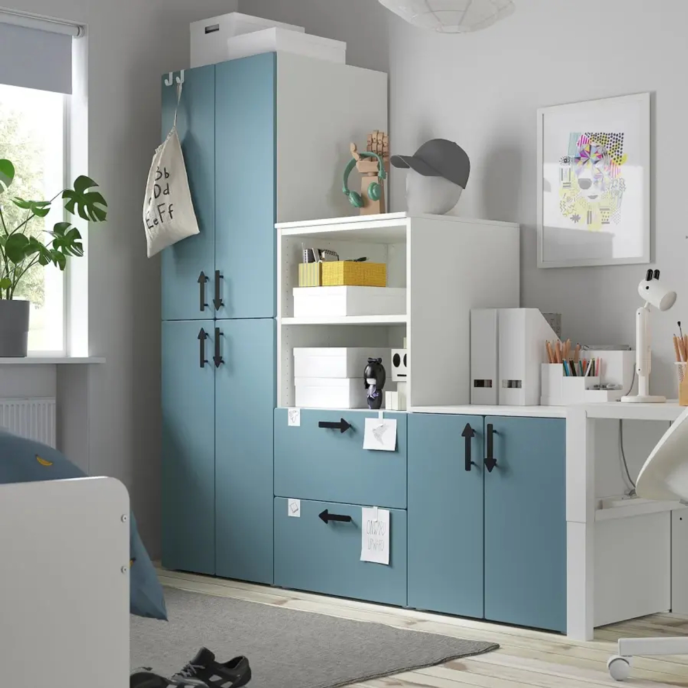 Гардероб - IKEA SMÅSTAD/SMASTAD/СМОСТАД ИКЕА,  181х180  см, белый/синий