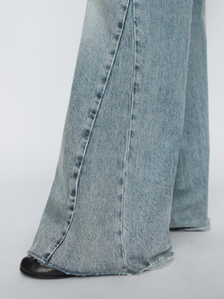 Massimo Dutti Расклешенные джинсы из хлопка с высокой посадкой, голубой