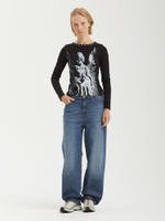 Топ Silent Vow Black Sigil Cursive Graphic Eyelet Neck