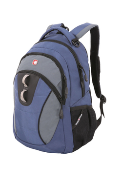 Прочный качественный с гарантией швейцарский городской сине-серый рюкзак 35х15х46 см (24 л) из полиэстера 900D с отделением для ноутбука SWISSGEAR SA16063415