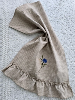 Полотенце кухонное с оборкой Василёк