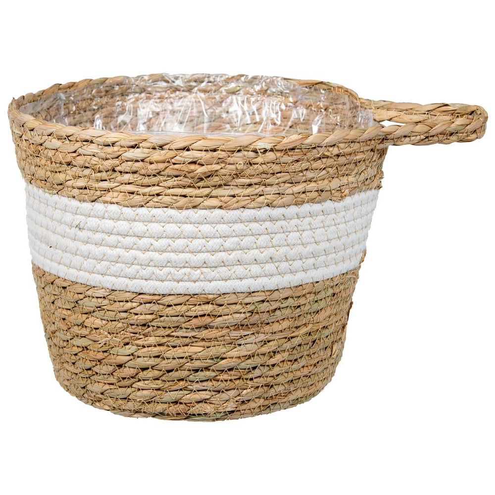 Кашпо плетеное "Танзания" с ручкой, Д265 Ш265 В230, натуральный, белый Lishan-08 L
