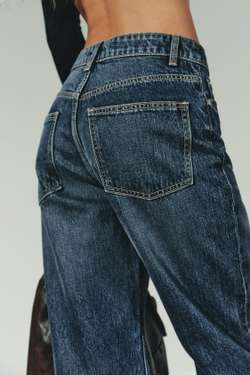 ZARA ДЖИНСЫ TRF MOM FIT С ВЫСОКОЙ ПОСАДКОЙ, МОРСКОЙ СИНИЙ