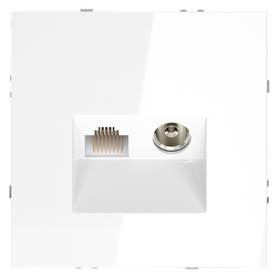 Розетка телевизионная встраиваемая VOLTUM S70 TV+RJ45 кат. 6, (белый глянцевый)