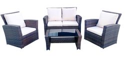 "Портленд" лаунж-зона из искусственного ротанга на 4 персоны, цвет коричневый