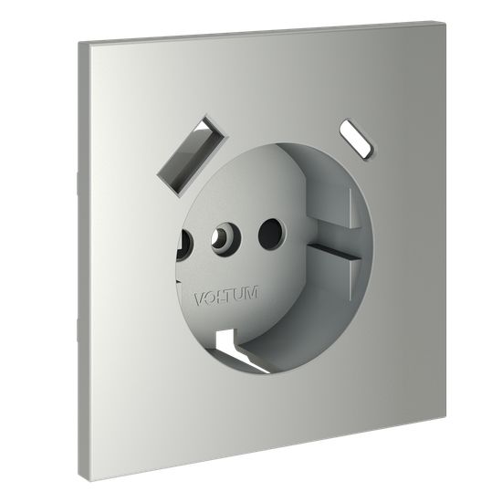 Накладка для розетки с заземлением и защитными шторками, с USB A+C, S70 (сталь)