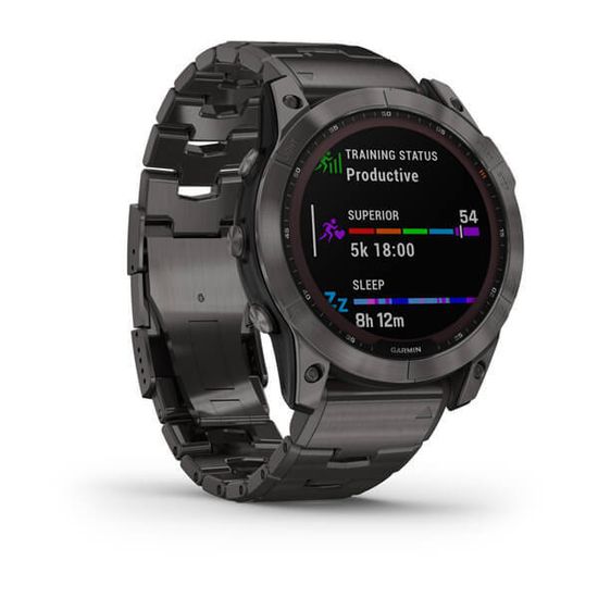 Часы Garmin Fenix 7X Sapphire Solar, темносерый DLC титан с титановым браслетом 010-02541-27