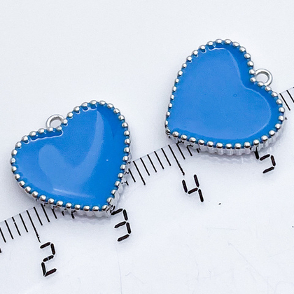 Подвеска Сердце, цвет серебро+голубой, размер 16*16 мм, цена за 1 шт