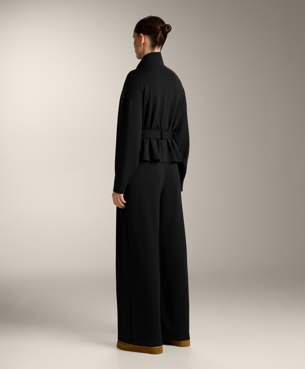 OYSHO Брюки с широкими штанинами и складками на поясе, черный