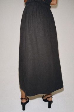 ZARA ДЛИННАЯ ЮБКА ИЗ ЛЬНА — ZW COLLECTION, АНТРАЦИТОВО-СЕРЫЙ
