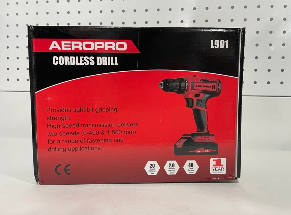 L 901 / Аккумуляторная дрель-шуруповерт AeroPro L 901 1 АКБ 20В х 2Ач + ЗУ, 40Нм