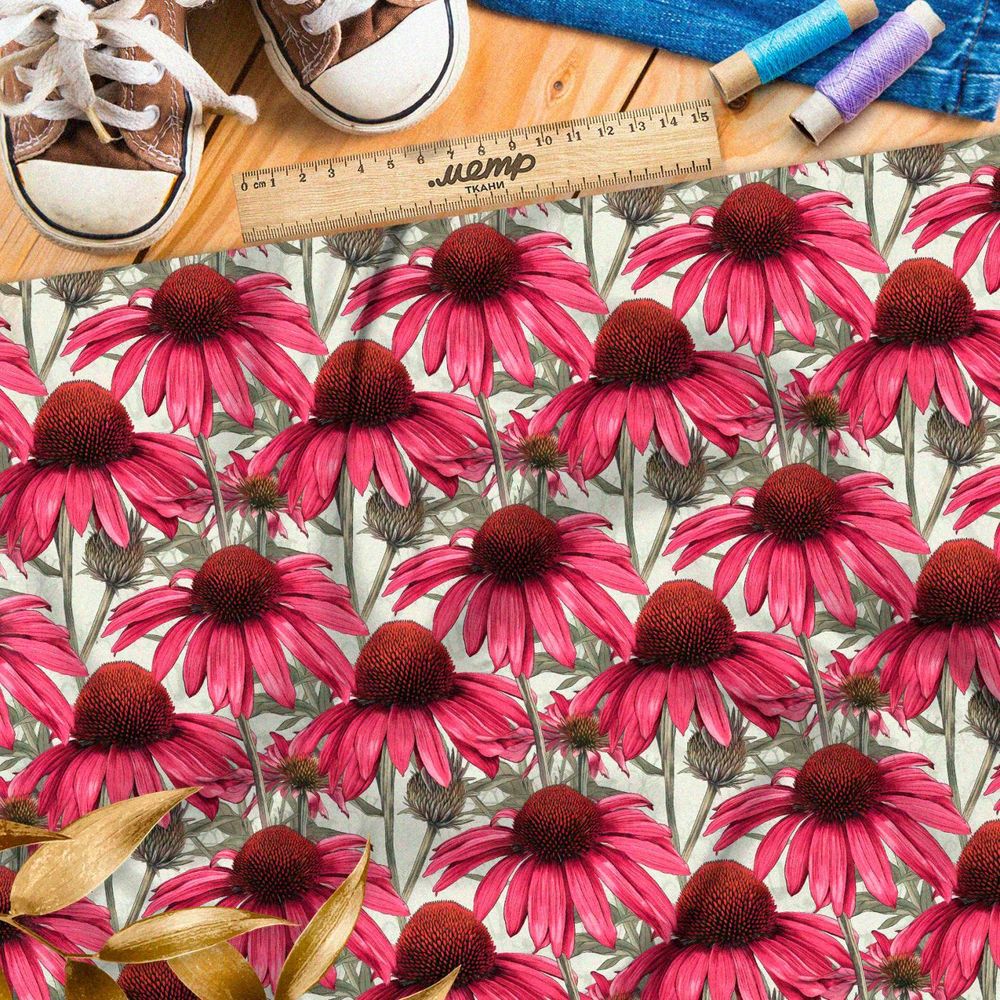 Ткань премиум дюспо яркое поле цветов