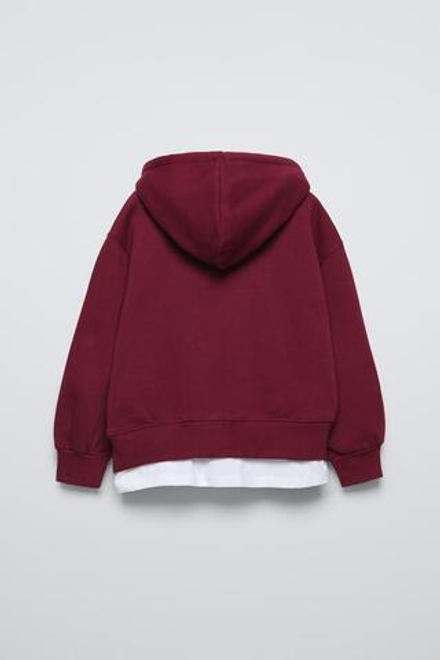ZARA КОМБИНИРОВАННАЯ ХУДИ, ЦВЕТ БУРГУНДСКОГО ВИНА