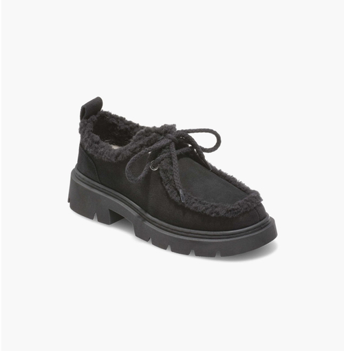 Замшевые полуботинки INUIKII Mocabee curly black на меху