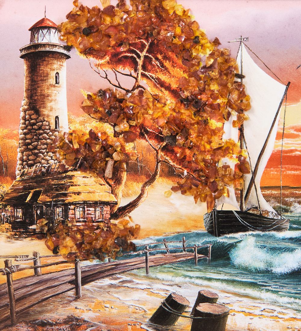 AMB-03/64 Картина «Красота природы» (с янтарной крошкой) H-32см