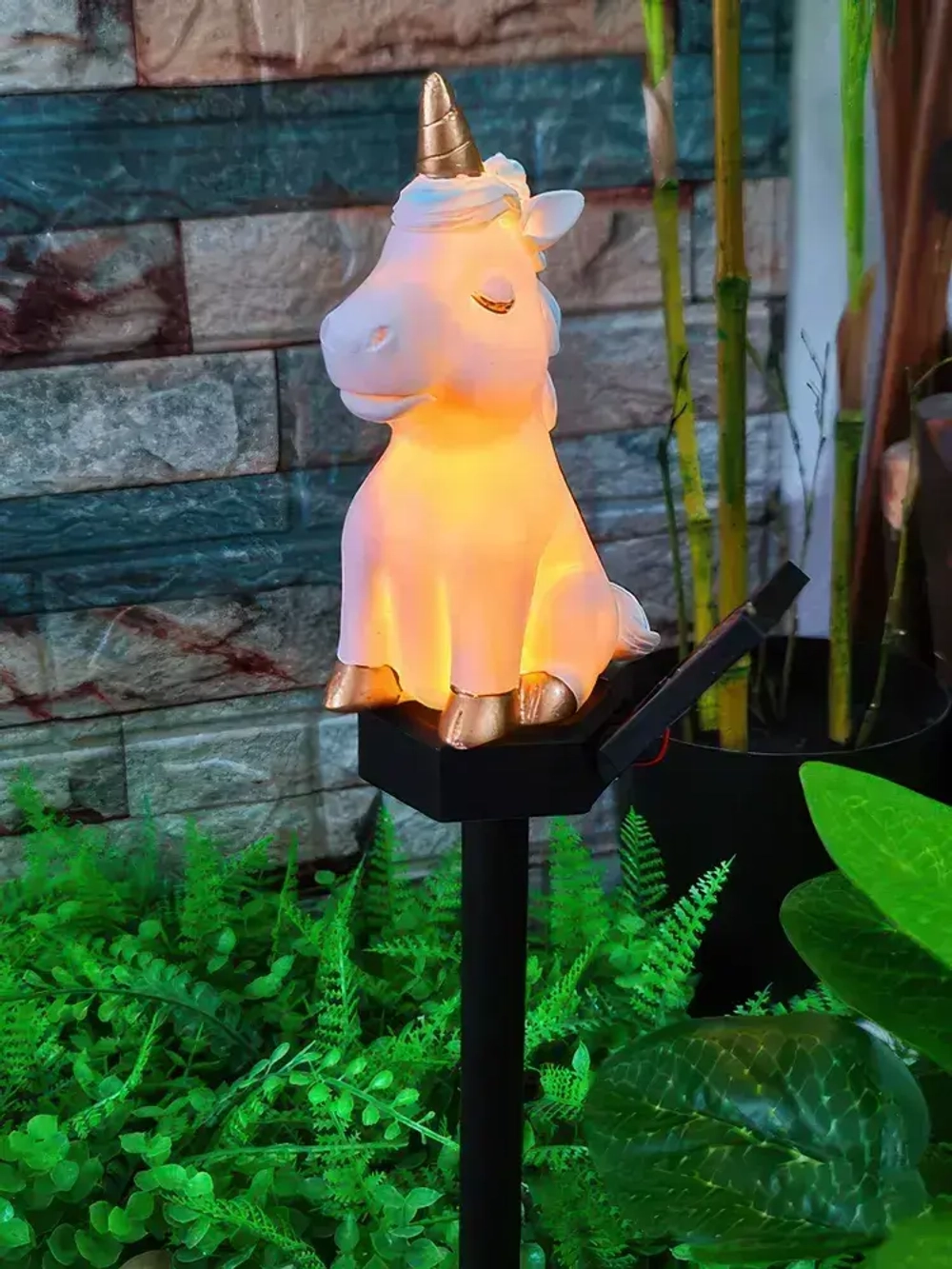 Садовый фонарь единорог, украшение сада, для улицы, на солнечной батареи