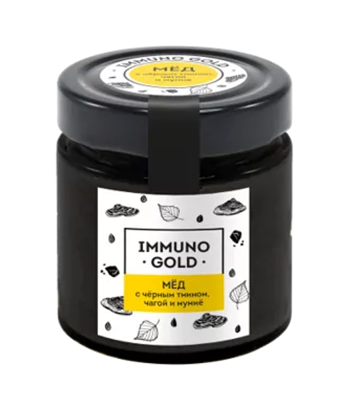 Мед ImmunoGold с черным тмином, чагой и мумиё / Cedar Immuno / 200 г / Сибирский кедр