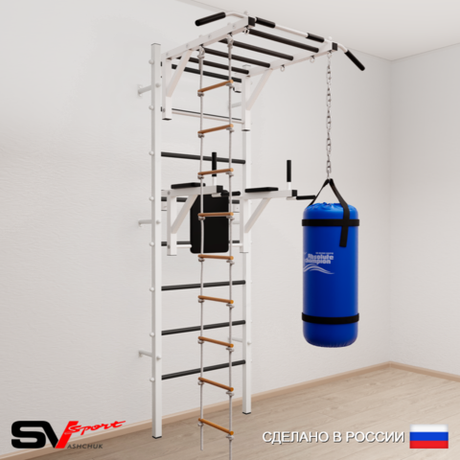 Шведская стенка Sv Sport усиленная 6422 (Турник рукоход/Брусья/Лестница/Цепь/Мешок 22кг)