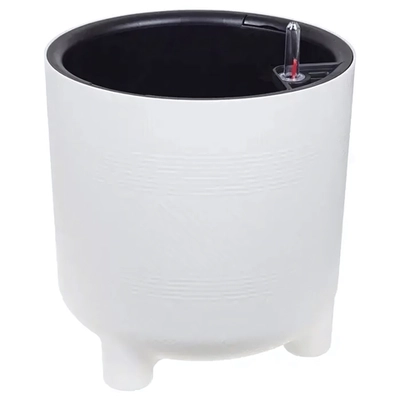 Кашпо ШЭНК D275мм 13,5л с вставкой и с автополивом белый ротанг