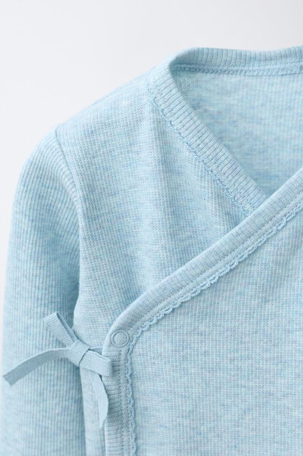 ZARA НАБОР ИЗ ТРЕХ БОДИ В РУБЧИК С ВЫРЕЗОМ КИМОНО, ЦВЕТ МОРСКОЙ ВОЛНЫ