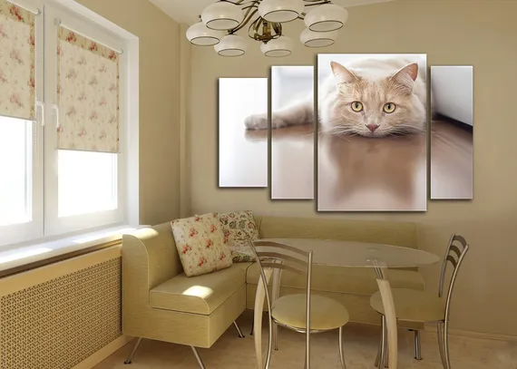 Модульная картина "Скучающая кошка"