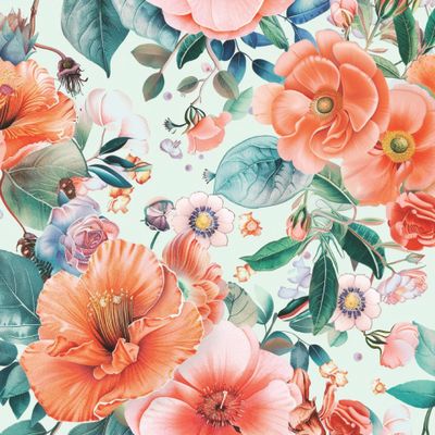 Оранжевые акварельные цветочки