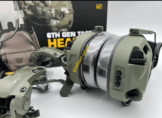 Наушники активные тактические стрелковые 6TH Gen Tactical headset Олива
