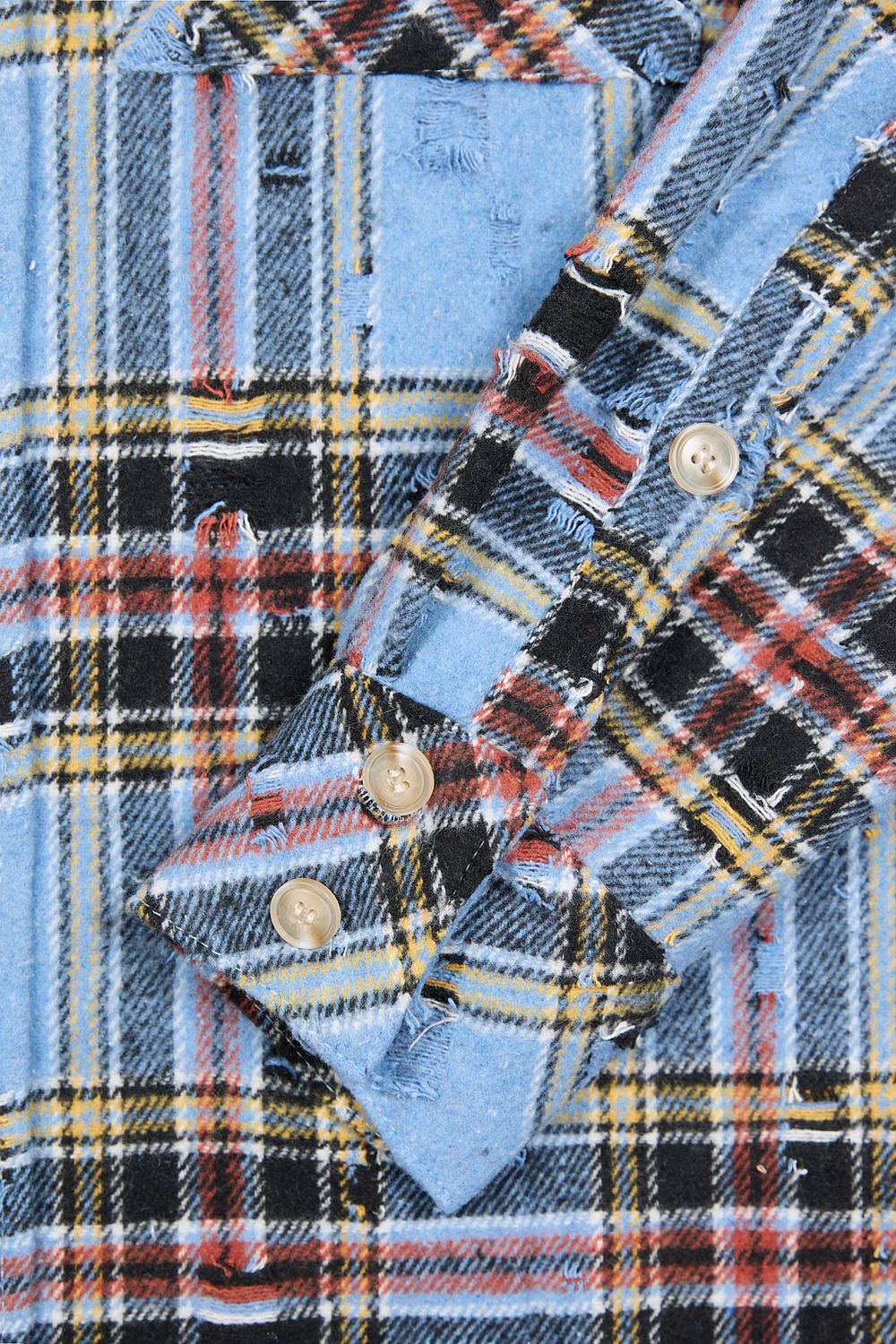 Рубашка  RUFF Global ripped plaid синяя