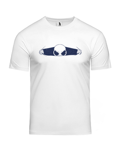 Футболка с инопланетянином unisex классическая прямая белая с синим рисунком