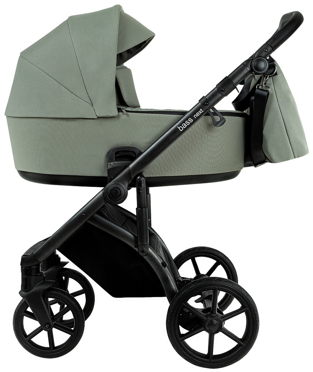 Детская коляска Roan Bass Next 2.0 3 в 1 с автокреслом Tutis Elo Lux EduSky Black BSN/43/2 Sage Green/Black/руч.Black