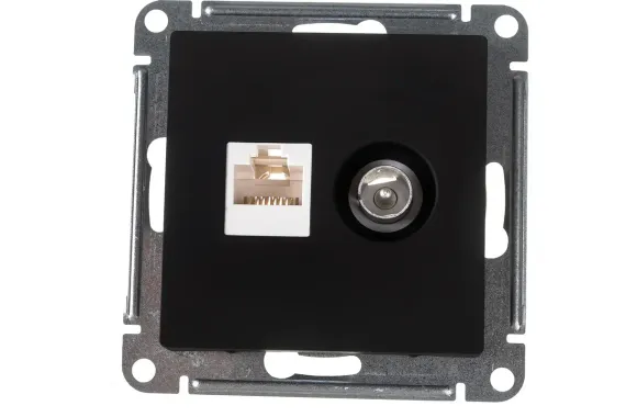 Розетка TV+RJ45 Systeme Electric ATLASDESIGN карбон 36378