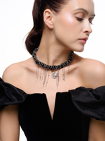 Колье "Sun And Moon" из черного агата и турмалина Silver