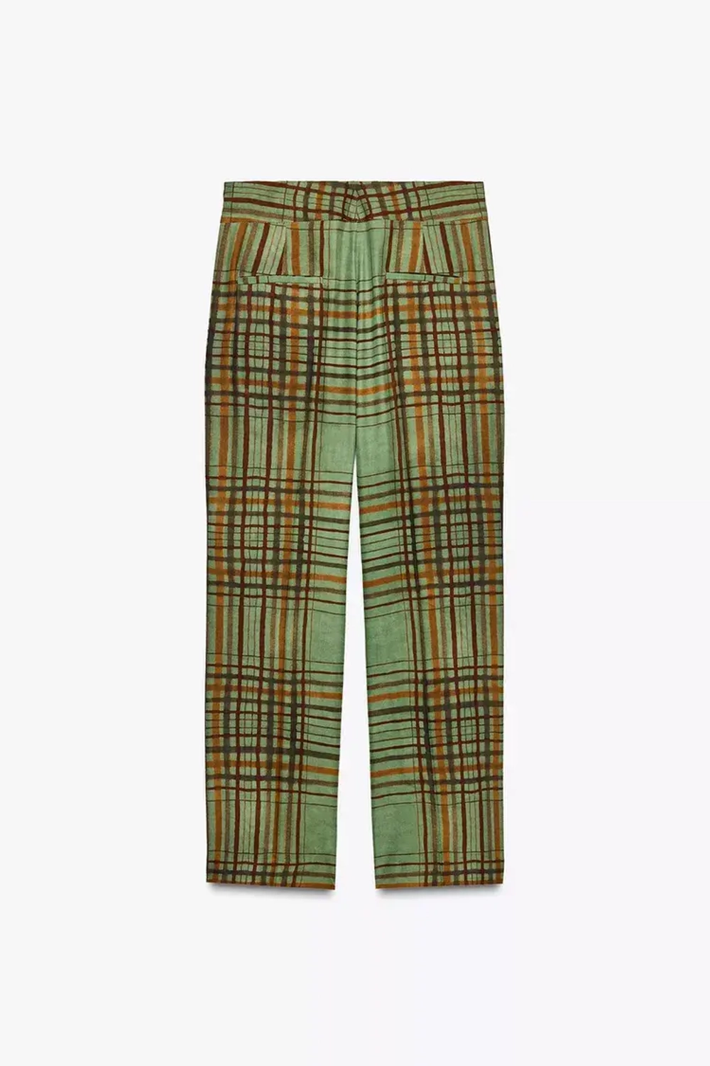 ZARA УКОРОЧЕННЫЕ КЛЕШЕНЫЕ БРЮКИ В КЛЕТКУ — ZW COLLECTION, ЗЕЛЕНЫЙ